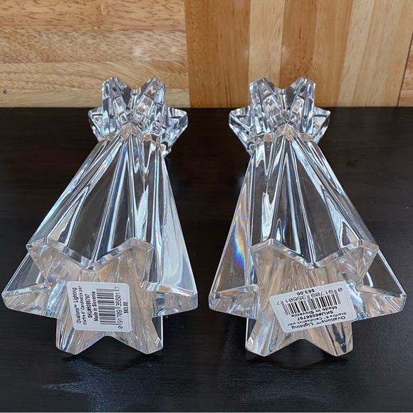 Pair of LENOX Ovations Lighting Starfire 6” Crystal Glass Candle Stick Holders - Picture 5 of 16